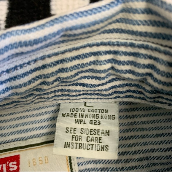 Vintage Levi’s Classic Workers Shirt Shacket Hickory Striped Rinse Button Up - Picture 8 of 12